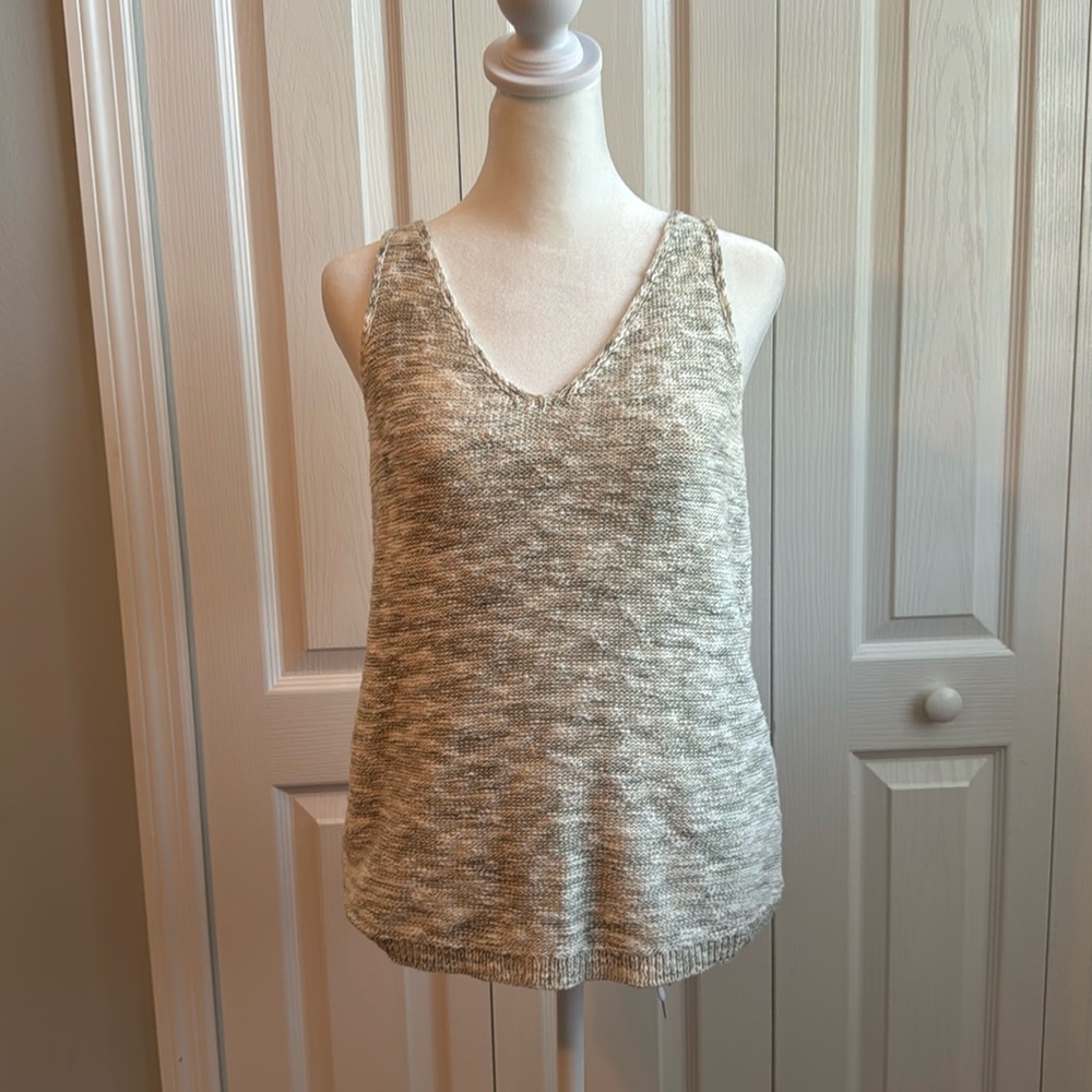 White and green knit tank
